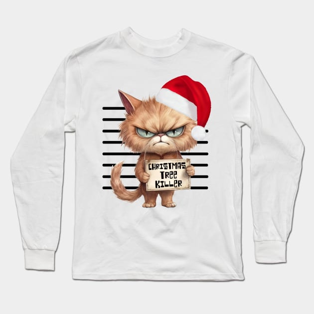Bad Kitty - Christmas Tree Killer Long Sleeve T-Shirt by WebStarCreative